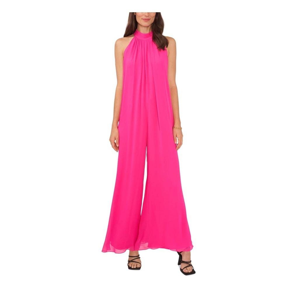 Vince Camuto Women's Halter Jumpsuit, Pomegranate Pink Size L